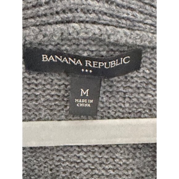 Banana Republic Wool Blend Shawl Cardigan Sweater Mens M Gray Aztec Button Up Ac - Picture 2 of 13